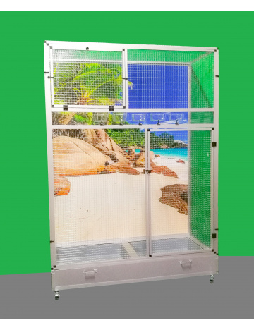 Woliera POL 4 z pięcioma przezroczystymi karmnikami wsuwanymi